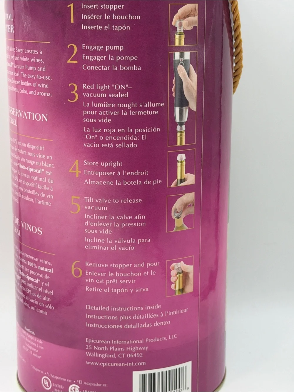 Epicurean Wine & Champagne Preservation System Opened Box
